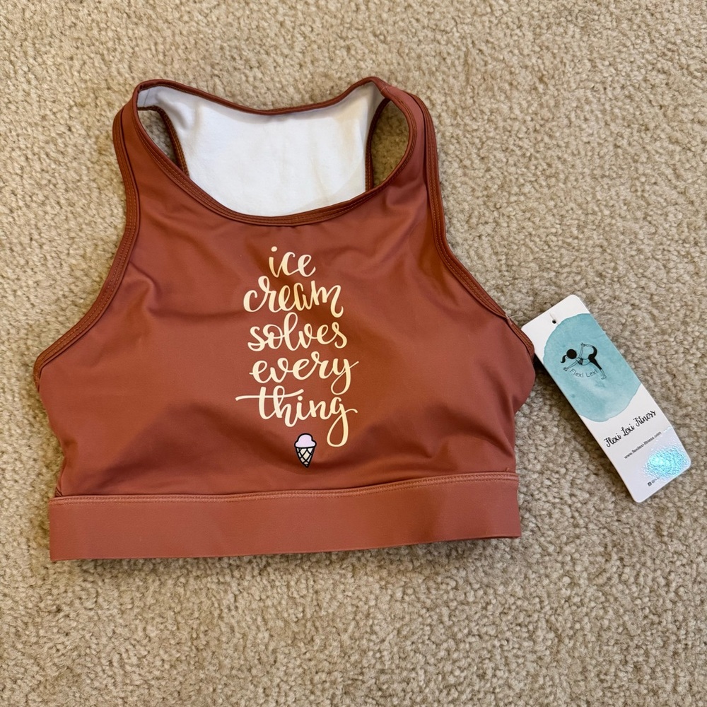 Flexi Lexi Ice Cream Solves Everything Crop Top NWT Size Small Activewear